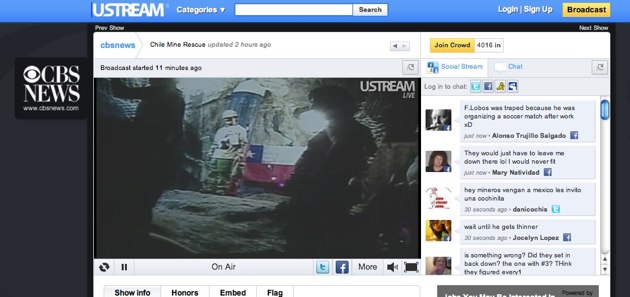 El Rescate chileno fué lo más visto en Ustream
